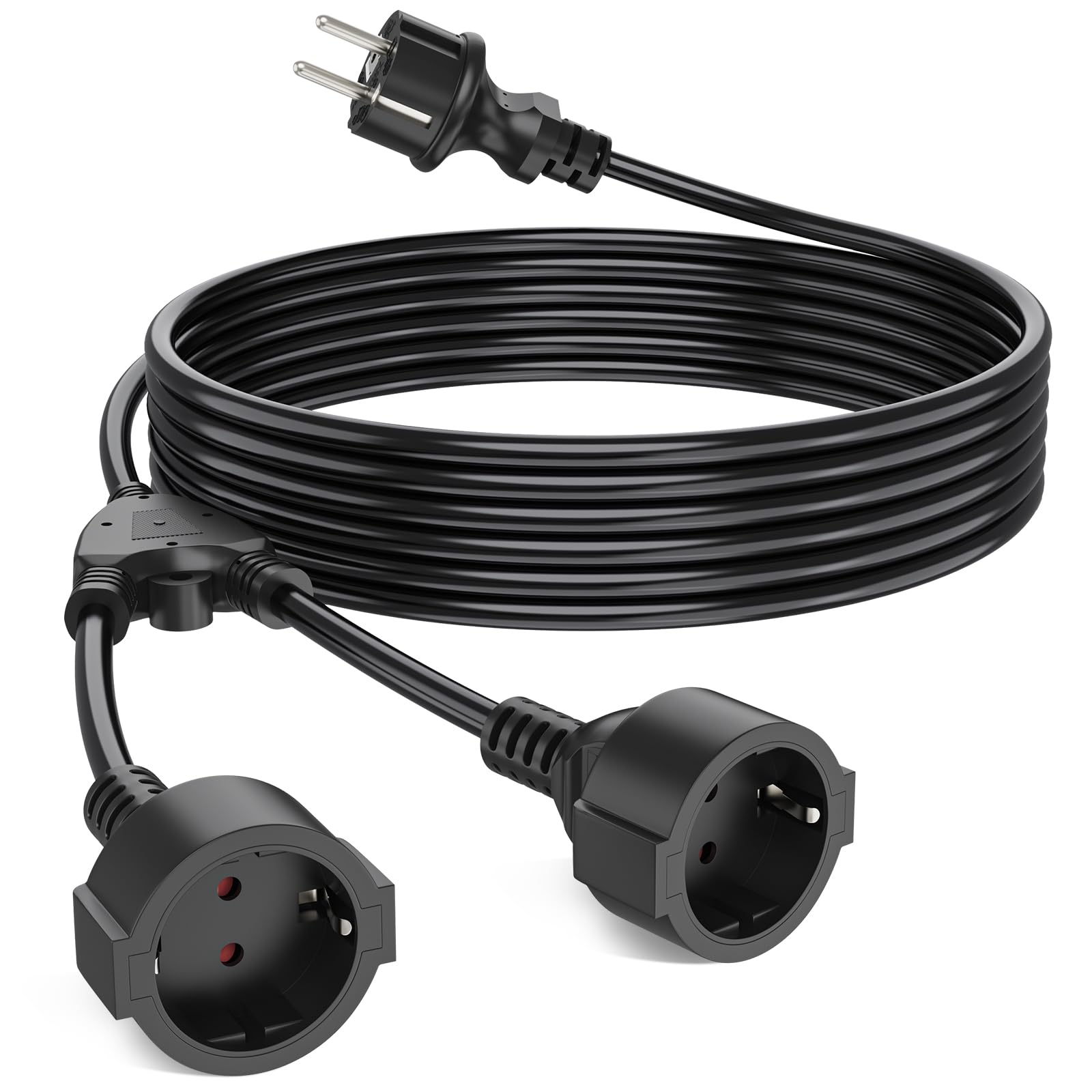 Cable alargador de 20 m con enchufe Schuko, color negro