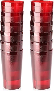Restaurant-Grade Beverage Tumblers (Red Set of 12, 20 oz)