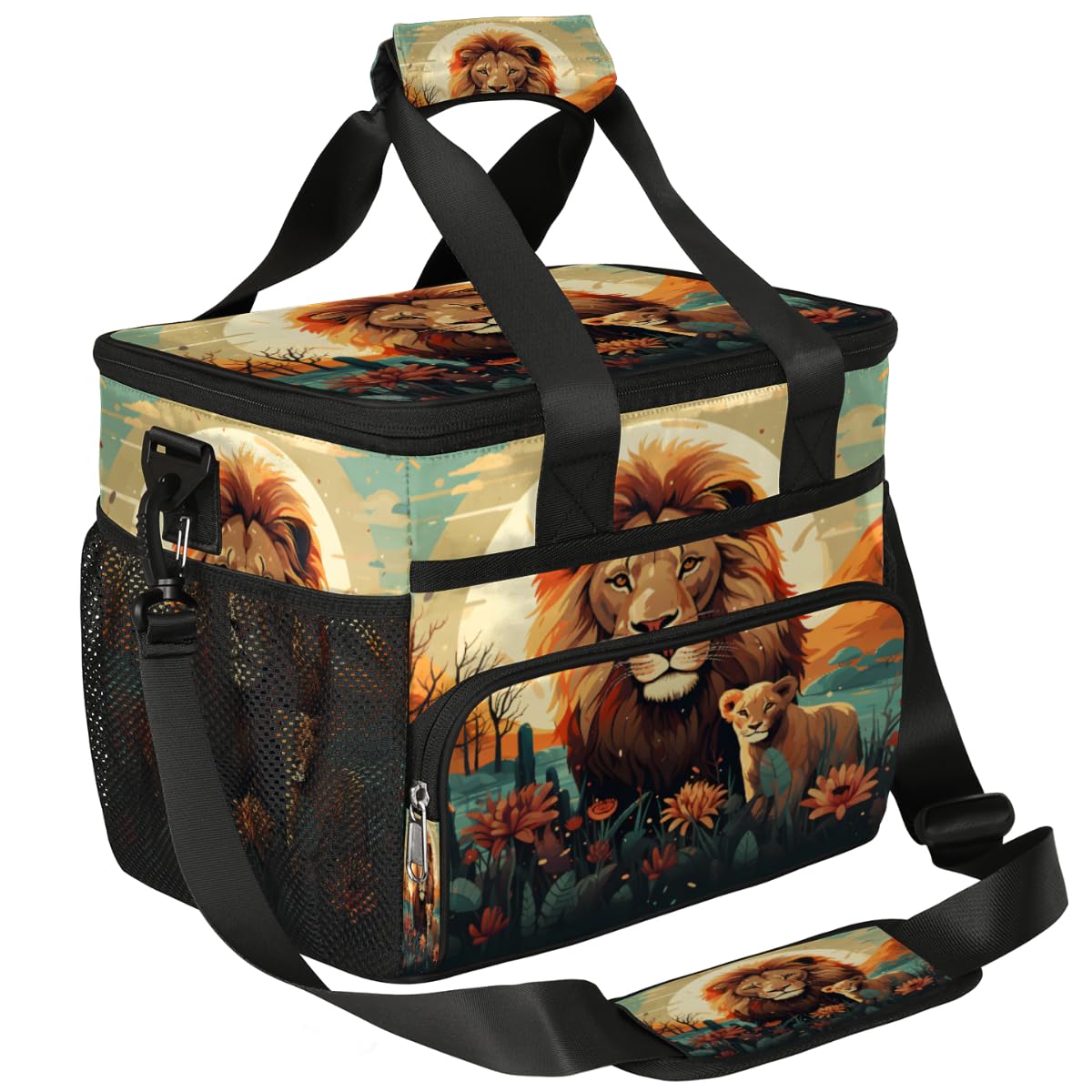 Lions Resting Insulated Picnic Backpack Lunch Box for Women Men Picnic Basket Tote Lunch Bag Picnic Bag Portable Lunch Bags for Picnic, Beach, Work, Trip,Office, Camp Lion