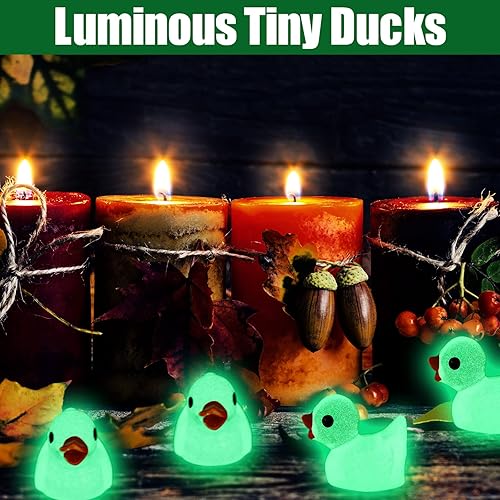 Miniatura 7 de Honoson 200 piezas de mini patos de resina, pequeños patos luminosos, mini figuras de resina a granel, decoración en miniatura para bricolaje, casa