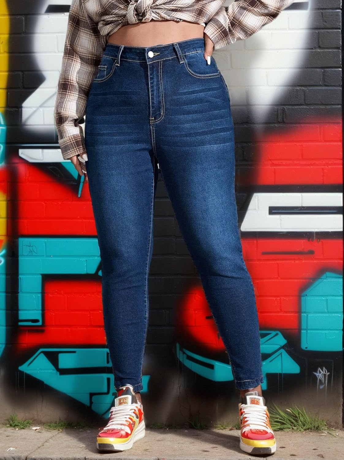 Plus Size Casual Work High-Rise Skinny Jeans - Image 5