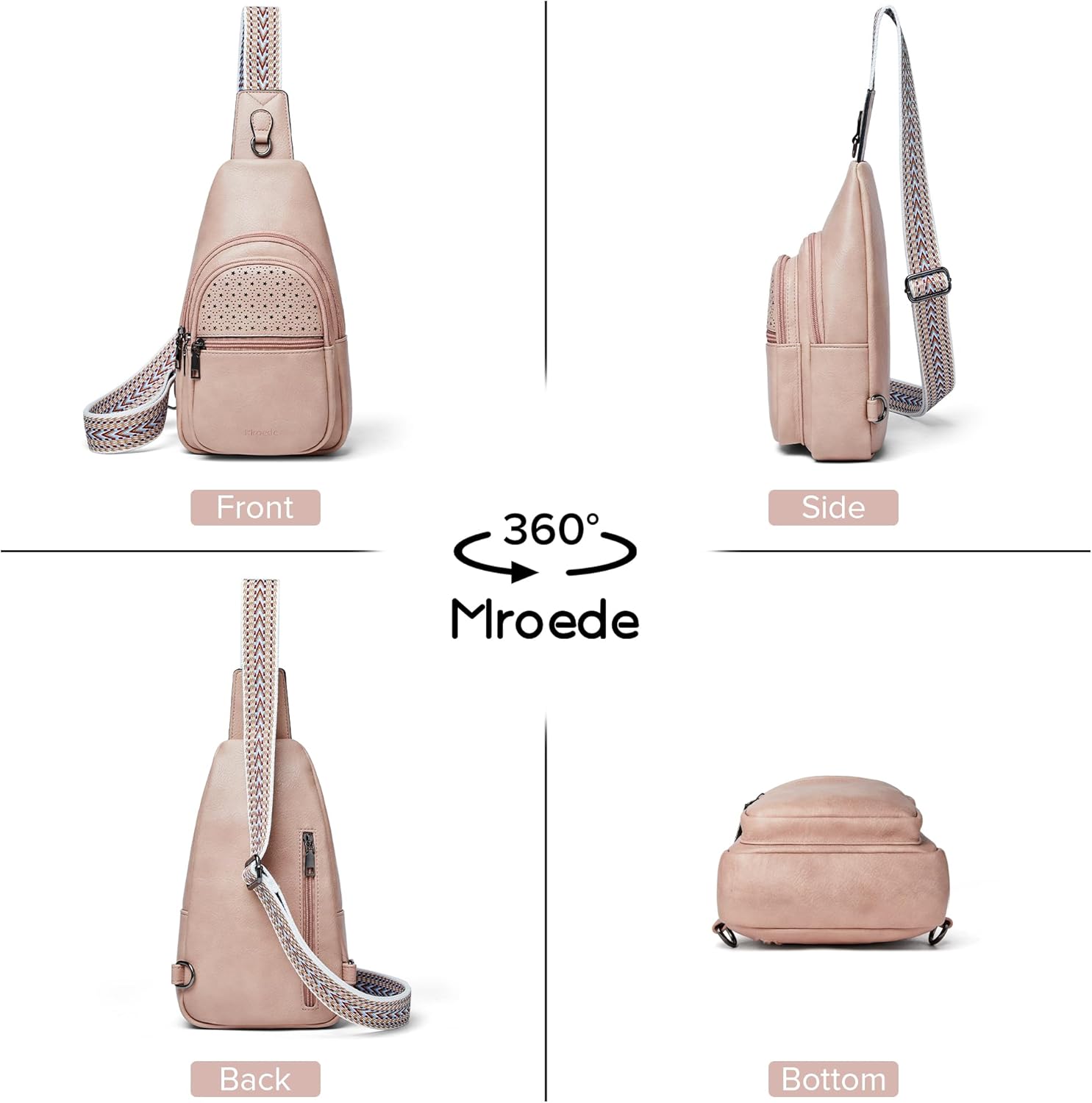 Crossbody Bags for Women 4-Pockets Sling Bag Fanny Pack Chest Purse Backpack Casual Daypacks Travel Shopping - Image 7