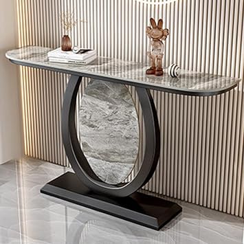 Moder Entryway Table, Marble Console Sofa with Storage, Accent with Shelves, for Entry, Hallway, Entrance, Foyer, Shaped Metal Frame, Living Room