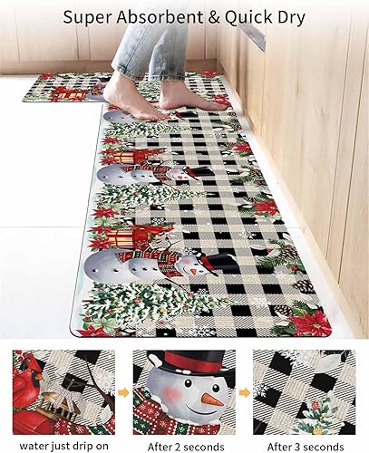 Miniatura 4 de Tapete de baño de muñeco de nieve de Navidad para bañera, antideslizante, de secado rápido y absorbente, de tierra de diatomeas, tapete de cocina,