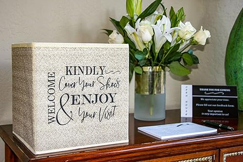 Miniatura 4 de Caja de cubierta para zapatos, da la bienvenida a los invitados a cubrir los zapatos. Contenedor de almacenamiento plegable interior para llenar con