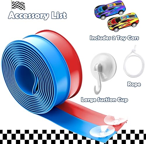 Miniatura 7 de Flex Tracks - Juego de iniciación de 15 pies, pista de carreras flexible para niños de 3 años en adelante con ventosas fuertes, pista de carreras