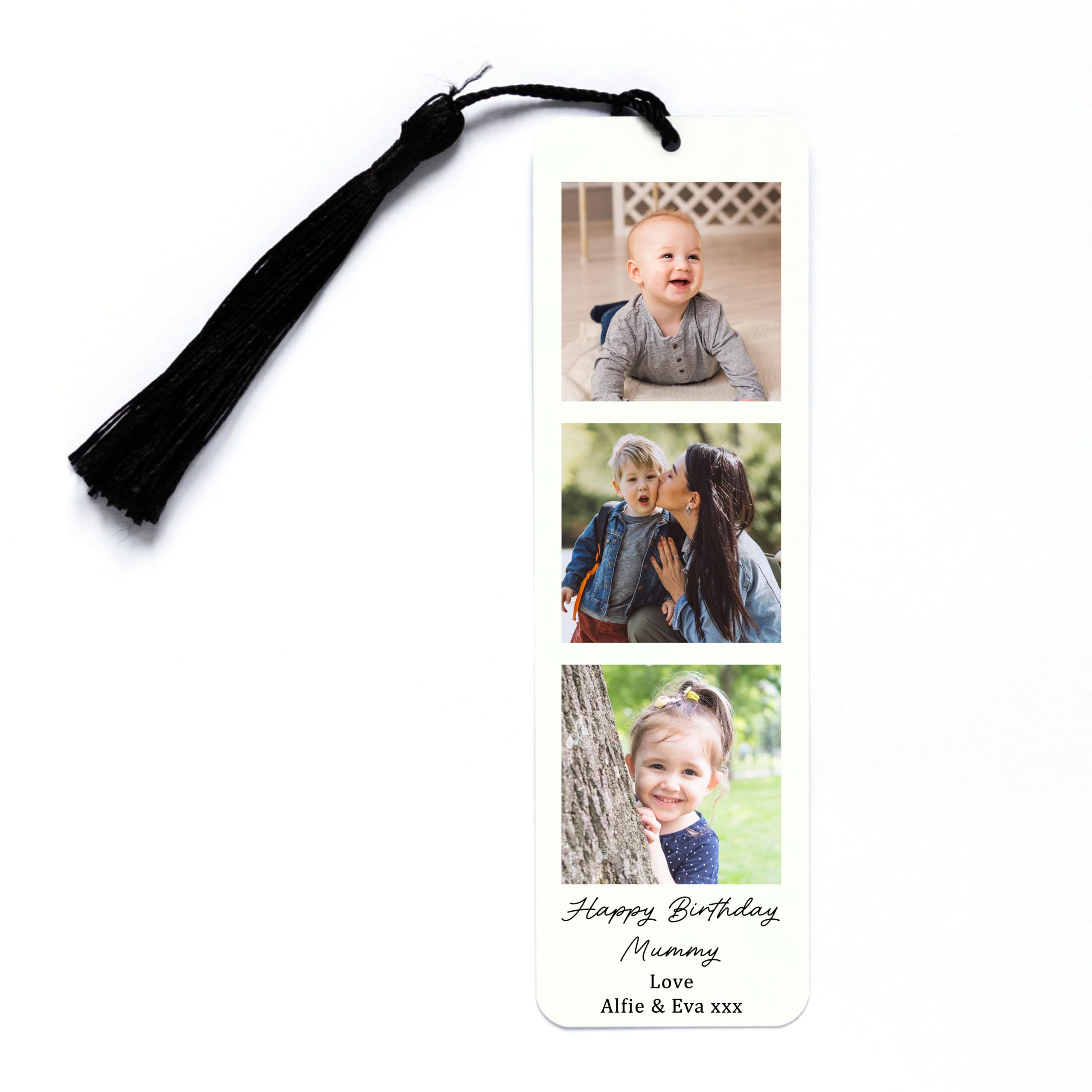Personalised Metal Bookmark Gift | Photos & Message Page Marker for Her | Custom Printed with 3 Photos & Message