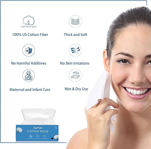 Miniatura 5 de Charmyth Toalla facial desechable extragruesa, toallitas desechables para quitar maquillaje, 100% algodón de Estados Unidos y 100% orgánico y libre
