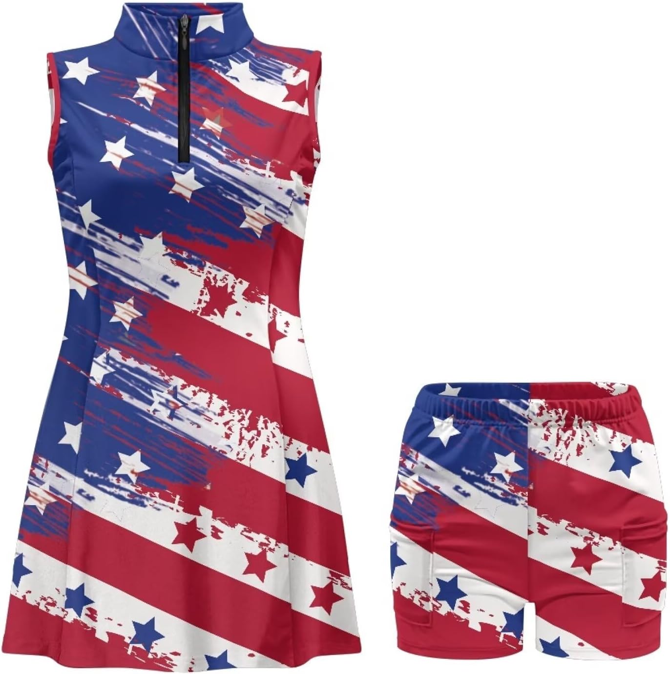 Golf Dresses for Women with Shorts Sleeveless Tennis Dresses Zip Up Athletic Dress