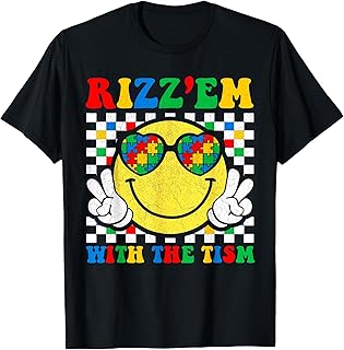 Rizz Em With The Tism Funny Autism Awareness Boys Girls Kids T-Shirt