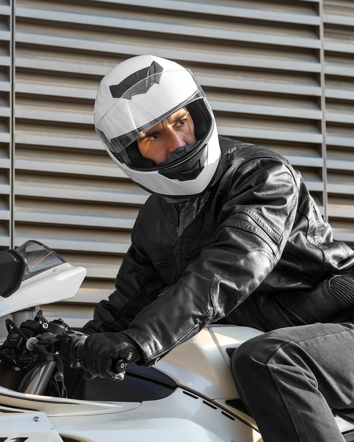 ILM Full Face Motorcycle Helmet for Motocross Street Bike DOT Certified 2 Visors Model-317(White, XL)