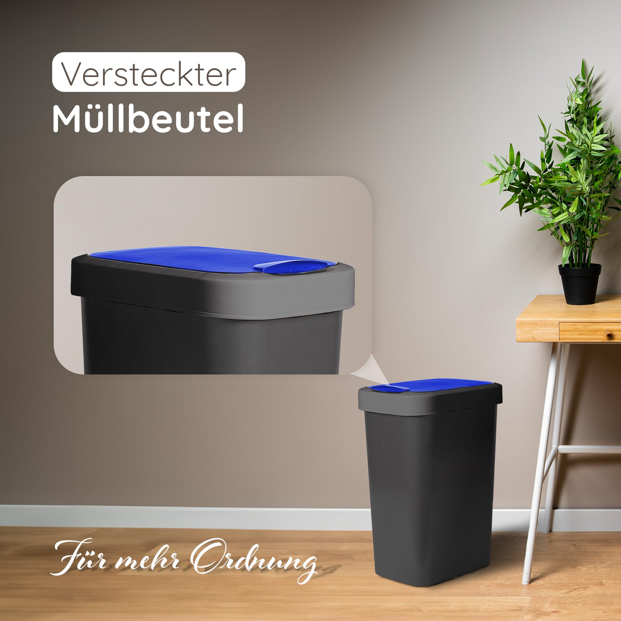 Novaliv Mülltrennsystem 50L 3er Set Mülleimer mit Schwingdeckel, Mülltrennung Küche Abfalltrennung, Blau Gelb Grün, Recycling Wertstoff Mülltrennsystem Abfallbehälter Küche Haushalt Büro Müll Eimer