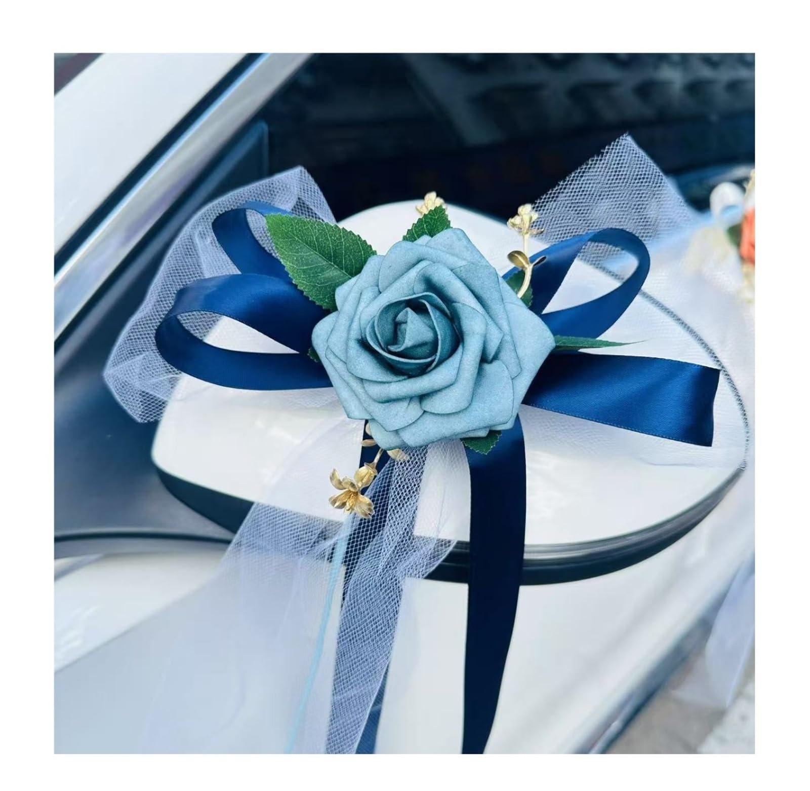 EnxJire Just Married Car Decor Wedding Aisle Chair Flower