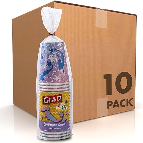 Glad for Kids Mermaids - Vasos de papel de 12 onzas a prueba de remojo Sirenas para niños vasos de 12 onzas Vasos de papel de sirenas para uso Glad for Kids Mermaids - Vasos de papel de 12 onzas a prueba de remojo Sirenas para niños vasos de 12 onzas Vasos de papel de sirenas para uso