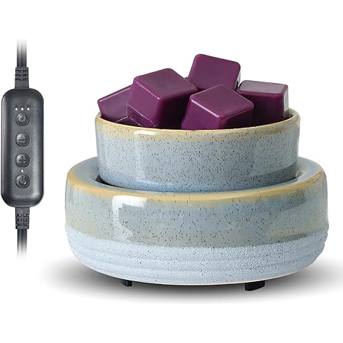 Wax Melt Warmer, Ceramic Candle Melter Melting Wax 3-in-1 Oil Burner Electric Fits Yankee Large Jar, Scented Candle Holder for Home Decor Gifts for Mom Grandma Women Girls