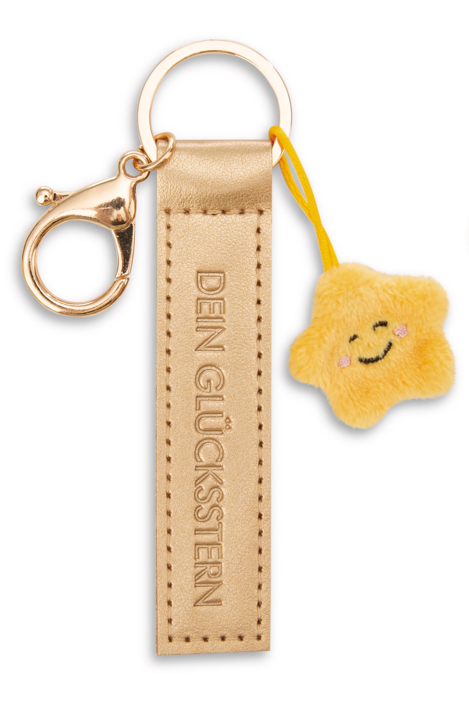 NICI Keyring Your Lucky Star Faux Leather Cord Gold 10 cm with Star