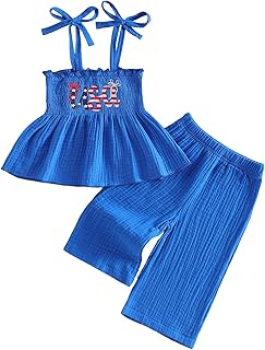 Kayotuas Halloween Toddler Girl Outfits Smocked Tank Top Dress Pants Set | Halloween Outfits for Toddler Girls,Pumpkin Ghost Embroidery,Tie Spaghetti Strap,Sleeveless Peplum Top,Gingham 2 Piece Set