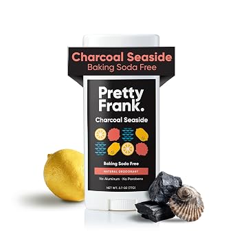 Pretty Frank Natural Baking Soda-Free Deodorant Stick, Charcoal Seaside