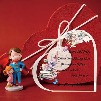 Custom Gifts, Personalised Gift for Family,The Love Between Family Knows No Distance Gift,Clear Heart-Shaped Acrylic Family Gift Ideas Paperweight Keepsake for Home Decoration 3 pcs/Pack