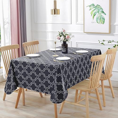 Vonabem Mantel rectangular de PVC 100% impermeable, cubierta de mantel de vinilo con reverso de franela, a prueba de aceite, a prueba de derrames,