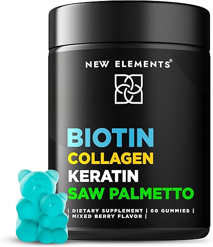 Gomitas de biotina con queratina de colágeno y palma enana americana para el cabello, la piel y las uñas, bloqueador DHT para mujeres y hombres,