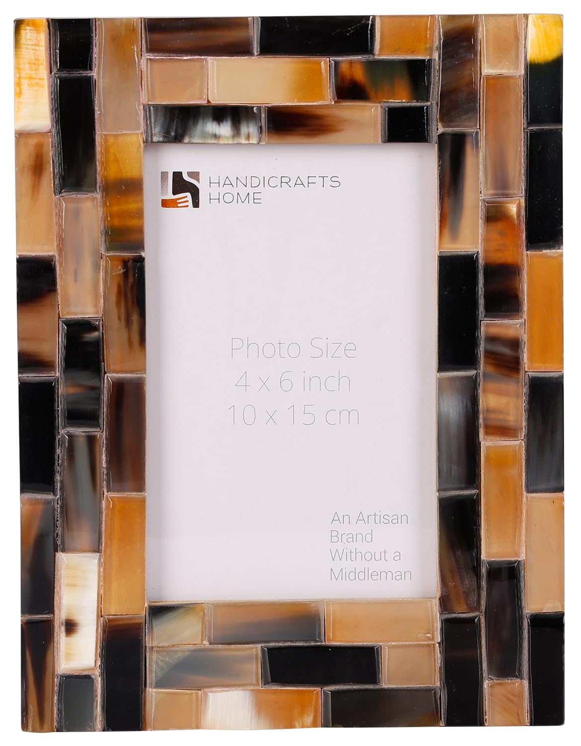 Cadre photo marron noir mosaïque fait main décoration maison