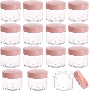 برطمانات سفر مستديرة 25 جم، 20 جم، مع أغطية، برطمانات فارغة لمستحضرات التجميل للكريمات، واللوشن، باللون الوردي من تيك بيوتي
