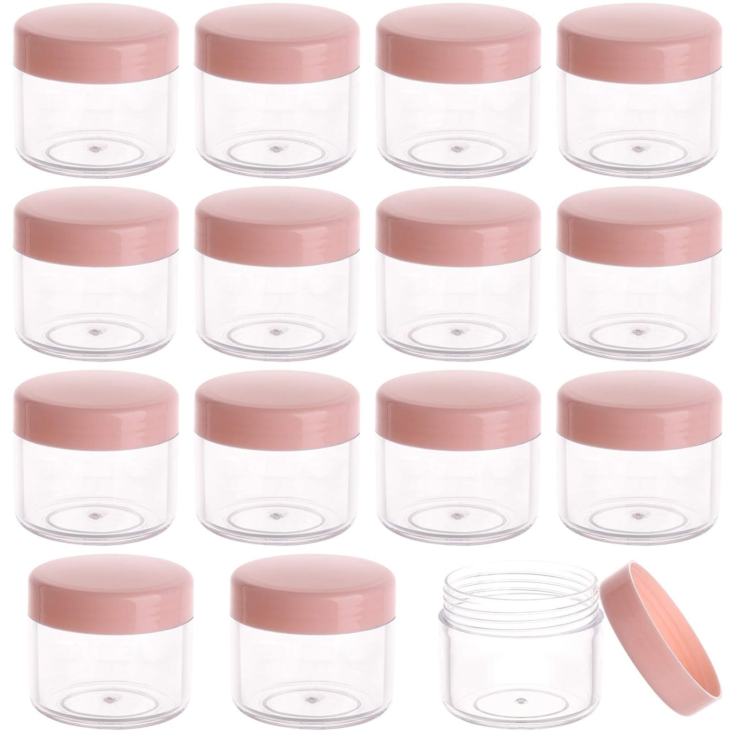 Tecbeauty 25-Pack 20g Round Travel Jars with Lids, Cosmetic Empty Jars for Creams, Lotion, Pink