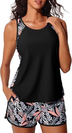 Summer Mae Blouson Womens Tankini Swimsuits Tummy Control Bathing Suits