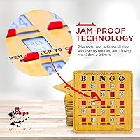 Vista 4 de MR CHIPS Quick Clear 50 tarjetas de bingo a prueba de atascos con ventanas deslizantes y tablero maestro