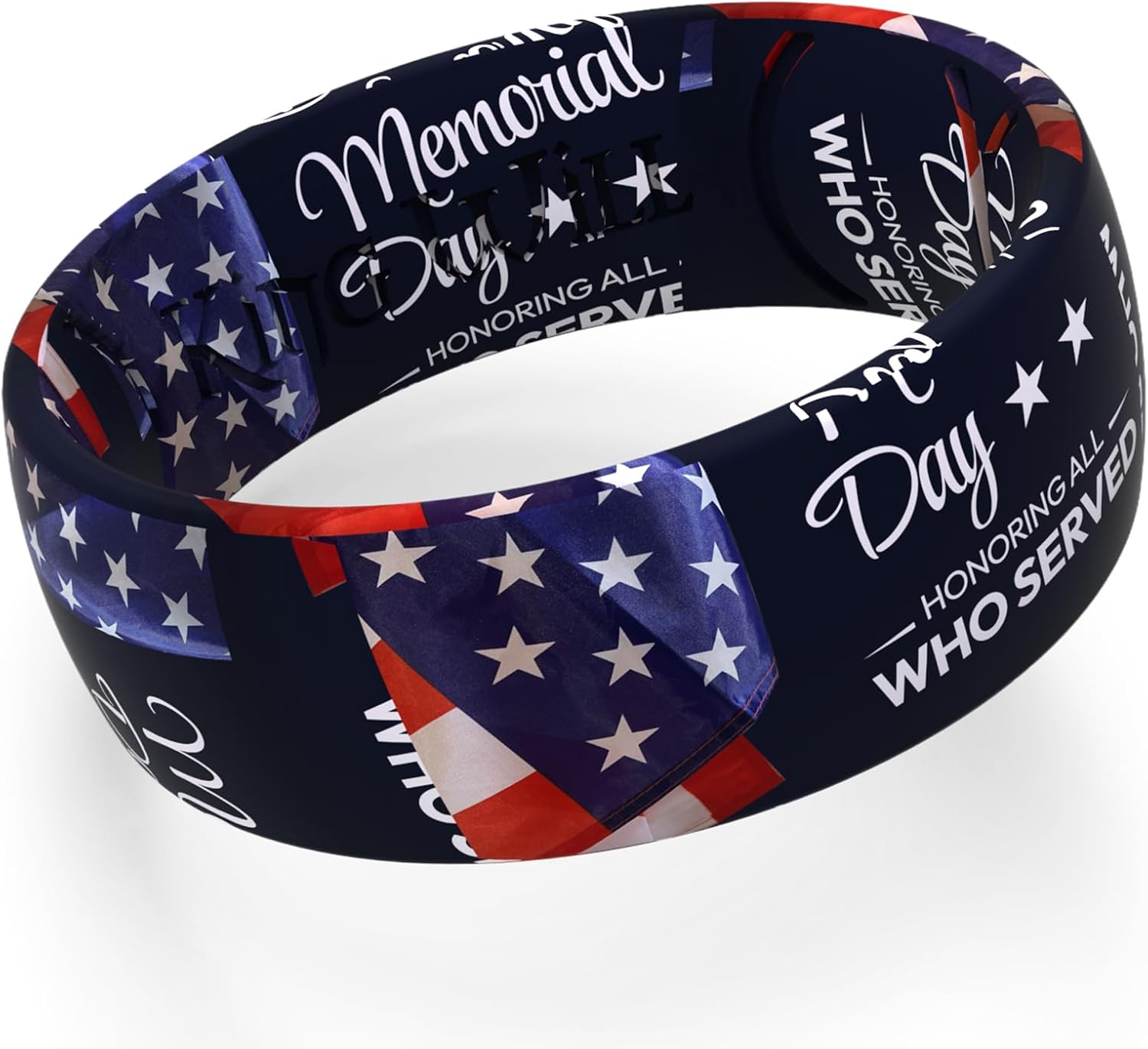 King Will Men's Silicone Wedding Ring, Patriotic American Flag Series with Breathable Inner Texture-7mm Wide 2mm Thick Durable Rubber Wedding Band in Black, Blue &Red, Flexible Size 8-11