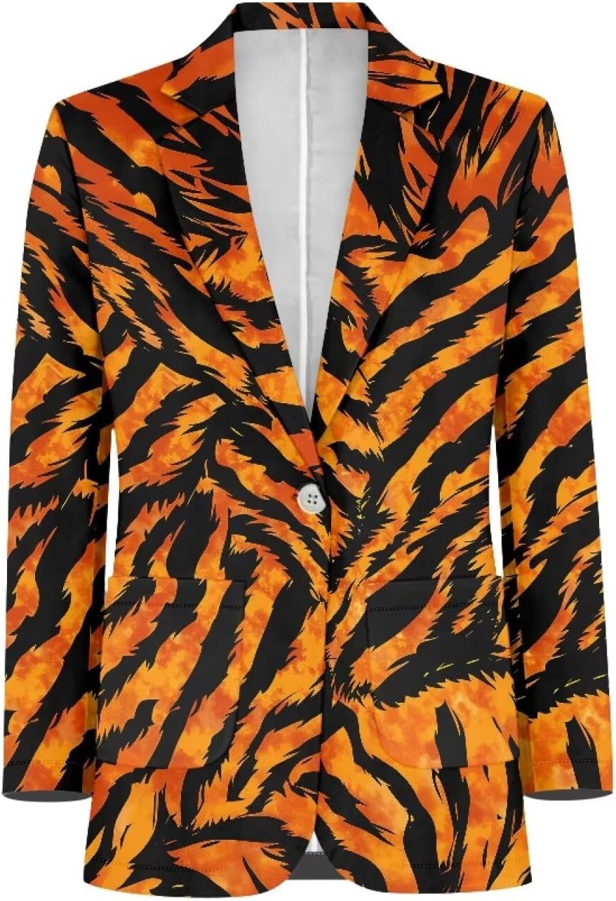 Womens One Button Casual Blazers Lapel Lightweight Suit Jackets Long Sleeve Sports Coat with Pocket