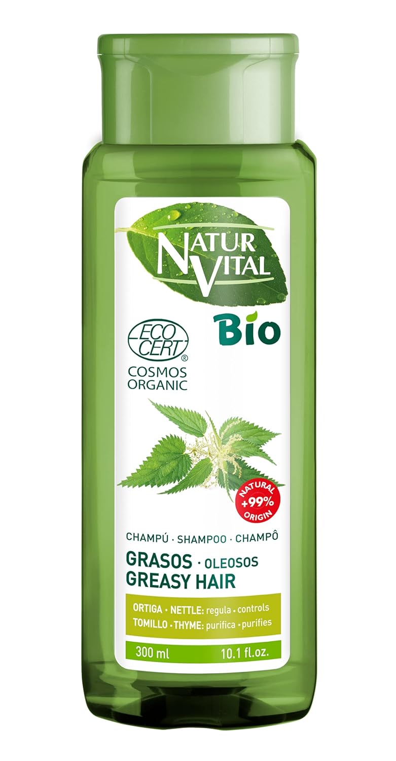 NaturVital Unisex Plant-based, Natural Bio Ecocert COSMOS Organic Shampoo for Greasy Hair