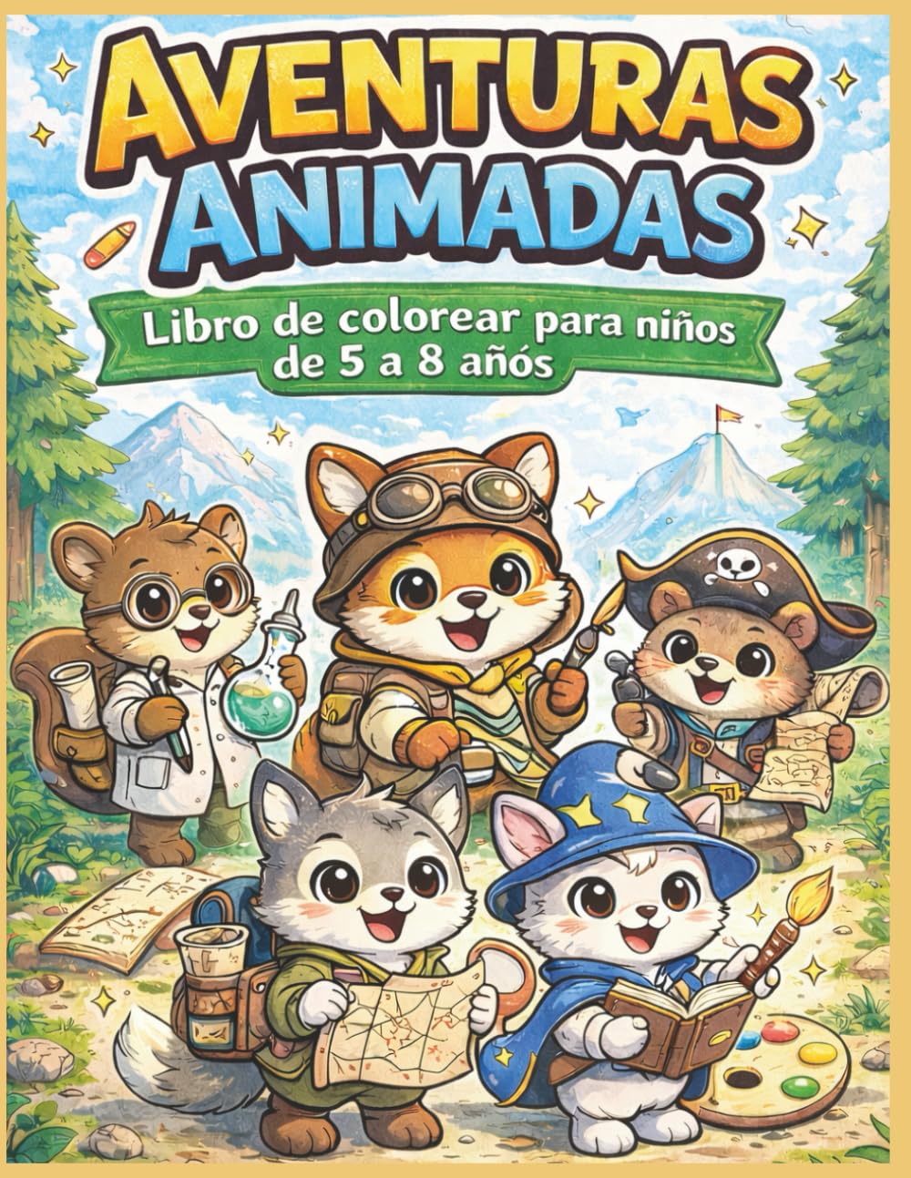 Aventuras Animadas: Libro de colorear para niños de 5 a 8 años