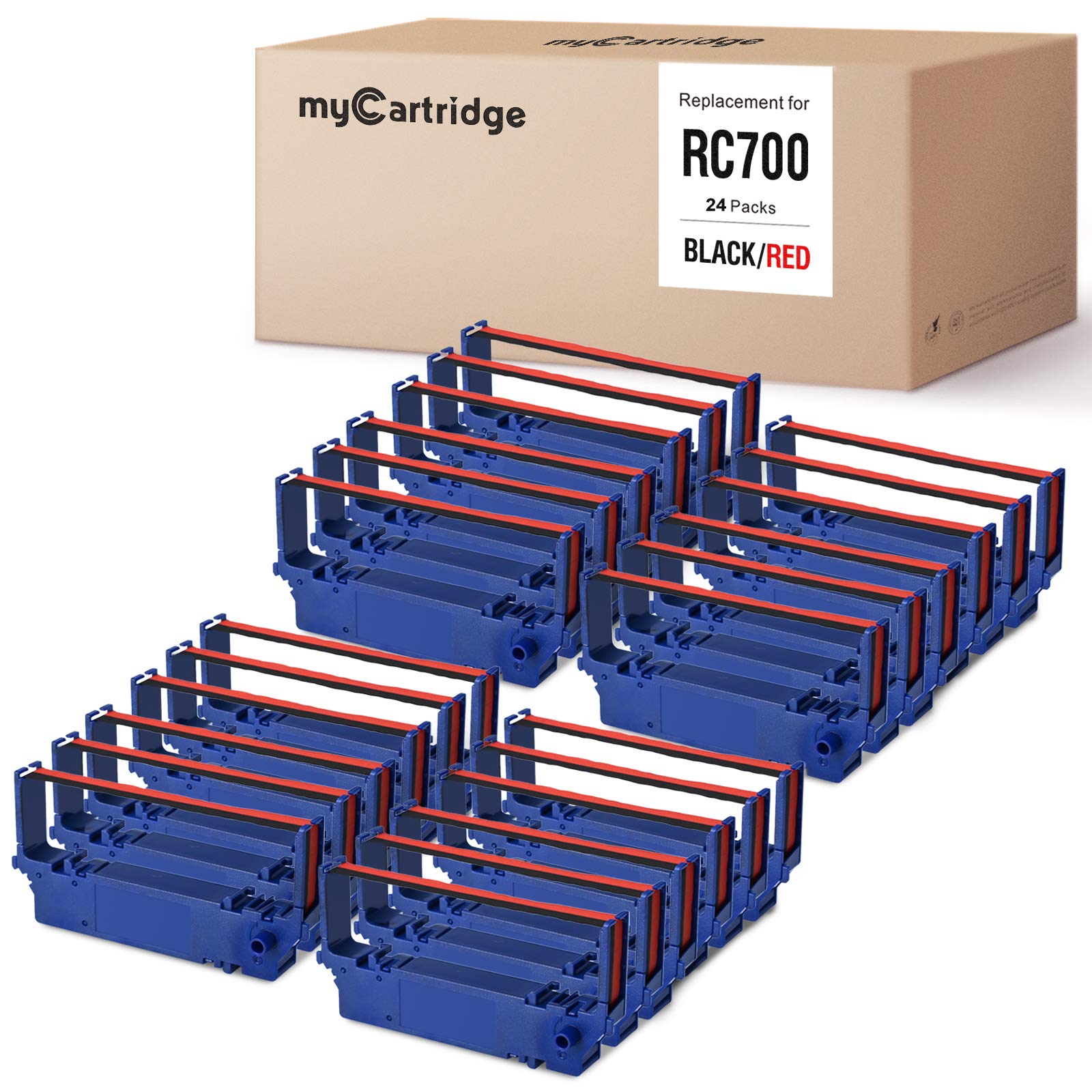 MYCARTRIDGE Compatible Ink Ribbon Replacement for Star SP700 RC700 SP700BR RC700BR Printer Ribbon SP712 SP712R SP717 SP742R SP747 SP740 (Black/Red 24-Pack)