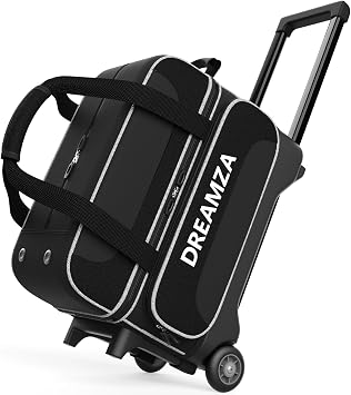 2 Ball Roller Bowling Bag with Wheels & Separate Shoes Pocket