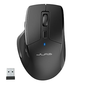 JLab JBuds Wireless Mouse, Connect via Bluetooth or USB Receiver, Multi-Device Bluetooth Mouse, Ergonomic Rechargeable True Size Wireless Mouse for Laptop, PC, Tablet, Mac