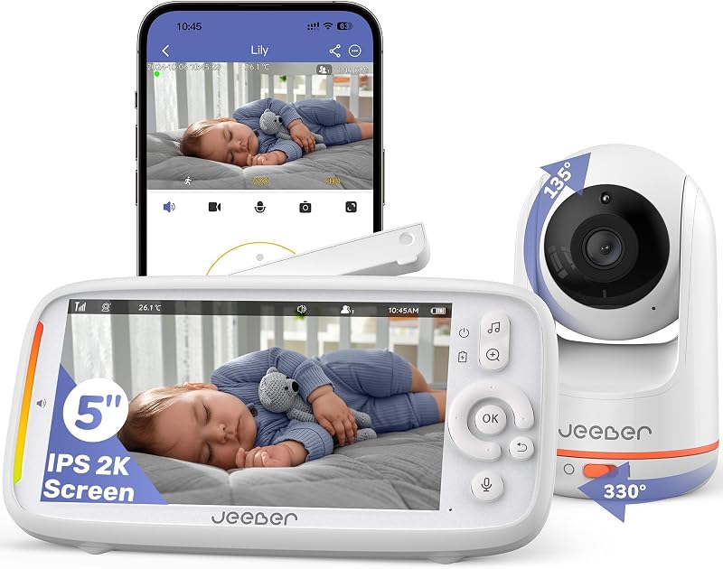 Jeeber 2K Baby Monitor 360° WiFi kamerás bébiőrző éjjellátóval és mozgásérzékeléssel