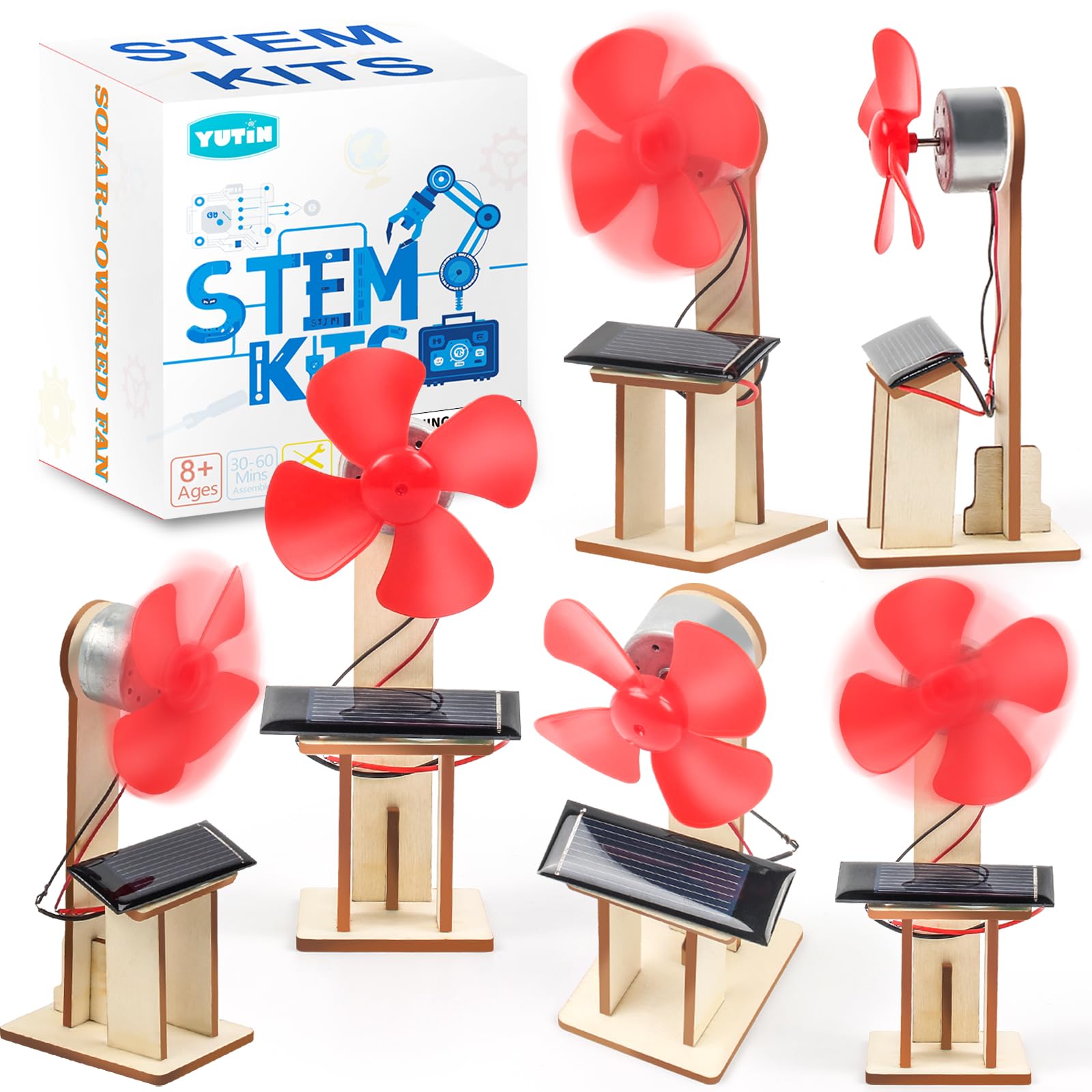 6 Set Solar Fan STEM Kits for Kids Ages 6-12, Science Kits for Classroom | Bulk STEM Toys Gifts for Ages 8-13 Year Old Boys Girls Crafts Activities, Science Experiment Circuit Projects Solar Power Kit