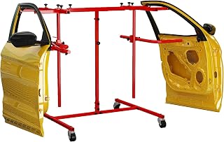 Auto Body Panel Paint Stand with Clamps & Wheels, Multifunctional Adjustable Automotive Painting Rack Holder, Double Repairing Support for Door and Fender