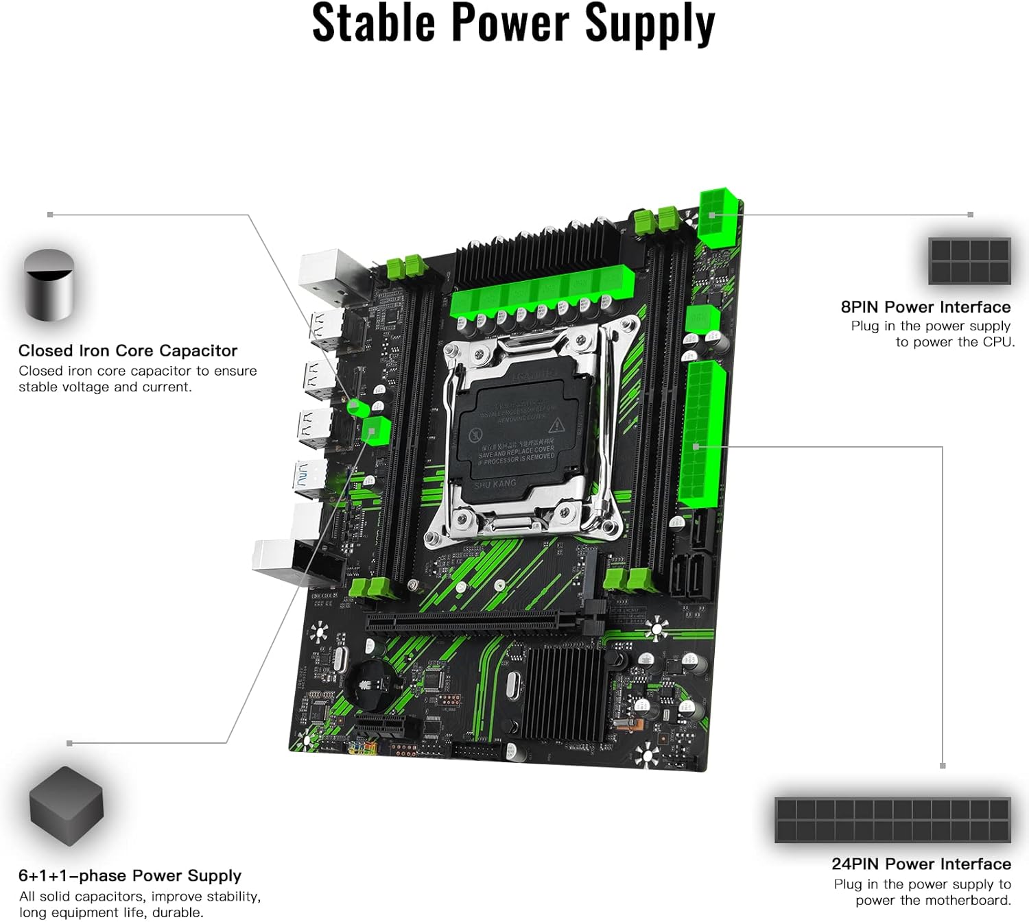 SHANGZHOAYUAN X99 PR9 Motherboard with DDR4 RAM 2133MHz 16GB, LGA 2011-3 Motherboard for Intel Xeon E5 V3 V4 Processors (DDR4 Slot, PCIe 3.0, M.2 Protocol, SATA 3.0, USB 3.0, Gigabit LAN)