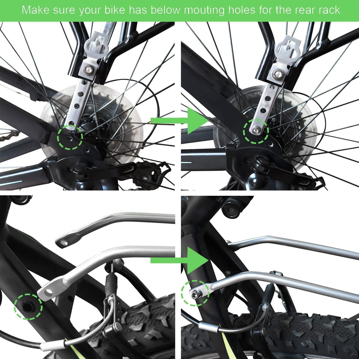 Bike Cargo Rack w/Bungee Cargo Net & Reflective Logo Universal Adjustable Bicycle Rear Luggage Touring Carrier Racks 55lbs Capacity Quick Release Mountain Road Bike Pannier Rack for 26"-29" Frames