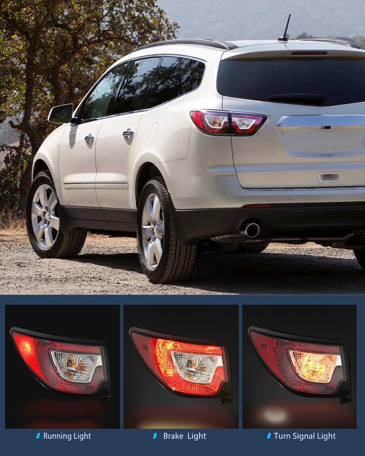 Nilight Taillight Assembly Compatible with 2013 2014 2015 2016 2017 Chevy Traverse Tail Light Replacement OE Style Driver Side with Bulbs