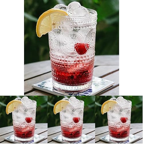 Vista 28 de Hobnail - Juego de 6 vasos de bebida con cuentas florales verdes (13 onzas), juego de cristalería vintage de Kate Aspen, juego de vasos de cóctel