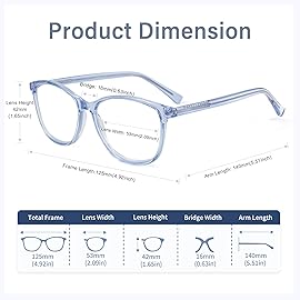 Madison Avenue Blue Light Blocking Glasses Anti Eyestrain UV Glare Blue Light Glasses for Women TV Phone Computer Gaming Eyeglasses (Clear Blue)