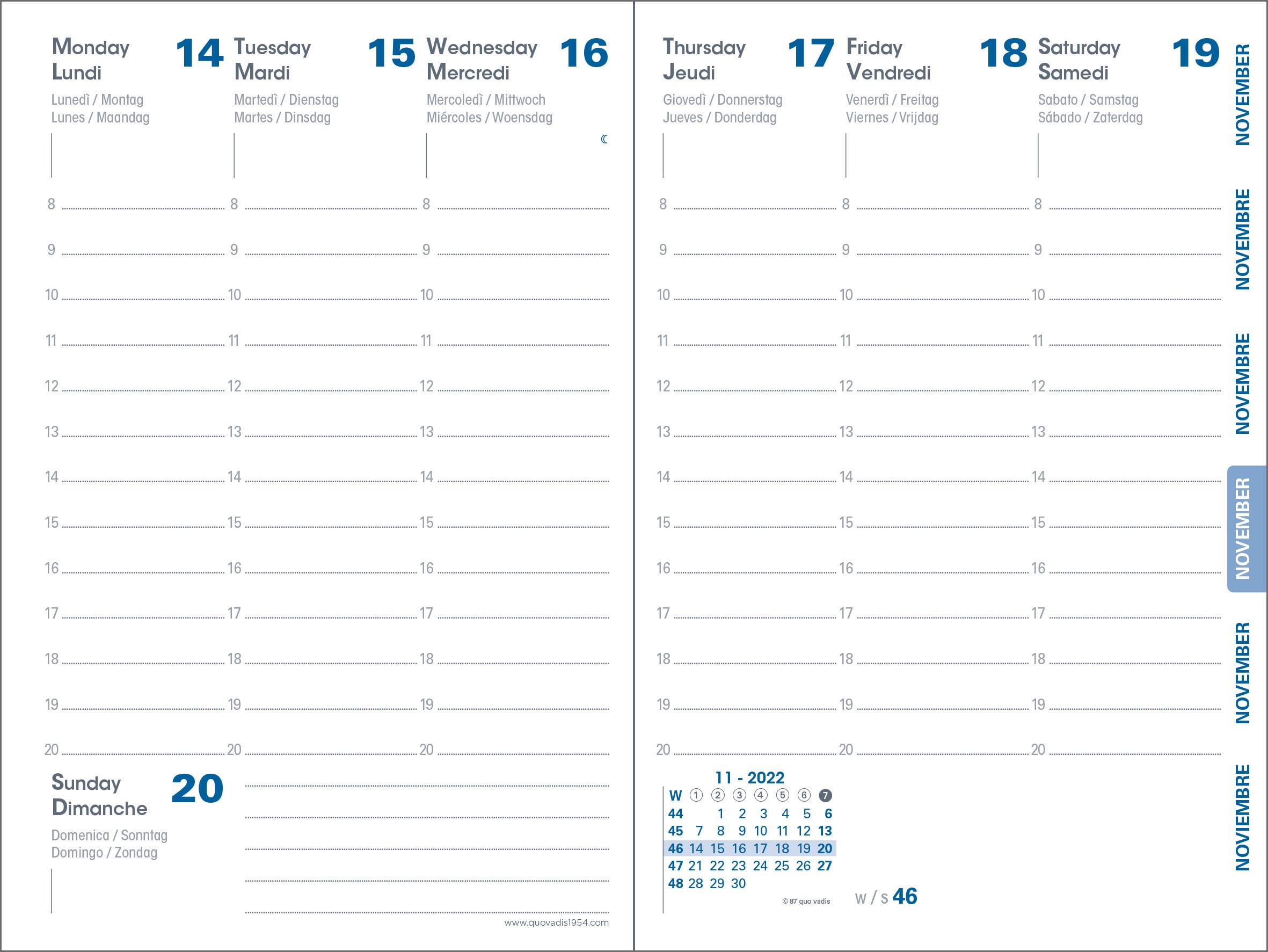 Quo Vadis - Kalender – 2027 – Recycling – Wochenkalender – mehrsprachig – Mona – Rot – 12 Monate von Januar bis Dezember – 10 x 15 cm – Vollnarbenleder