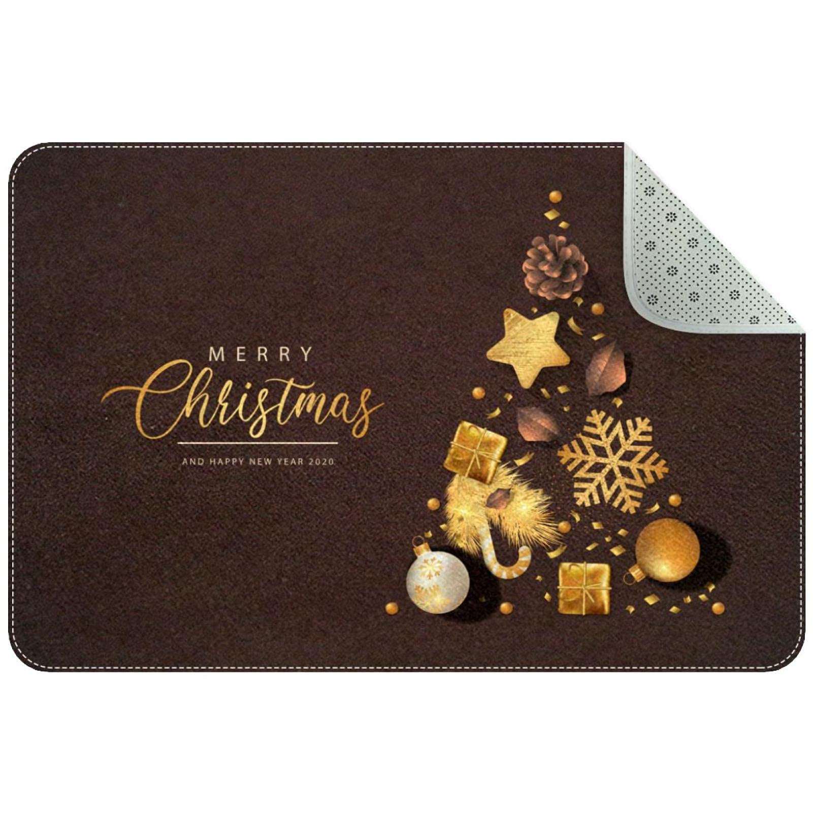 Tapis d'entrée sapin de Noël lavable aux finitions soignées pour couloir