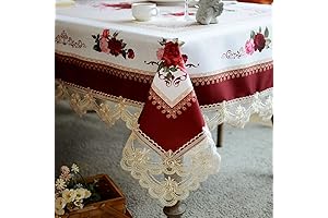 Manteles para mesa de 6 sillas con encaje, patrón floral de SUTAVIA