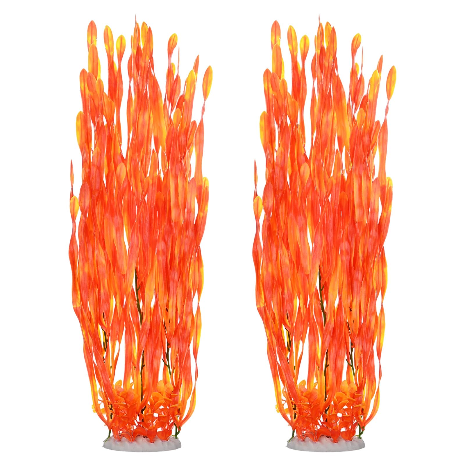 M METERXITY 2-Pack Tall Aquarium Plants, 23 Inch Plastic Large Artificial Fish Tank Plants for Aquarium Decor/Fish Tank Decorations Accessories [Seaweed, Yellow]