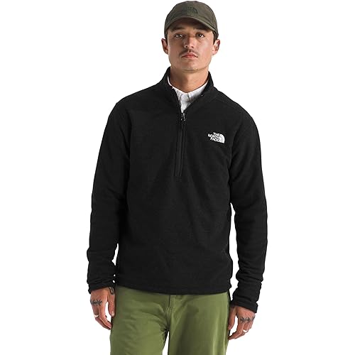 THE NORTH FACE Men's Textured Cap Rock 1/4 Zip Pullover | Fleece Jacket, Fold Over Collar & Embroidered Logo